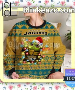 Jacksonville Jaguars Yoda The Mandalorian Christmas Lights NFL Sweatshirts b