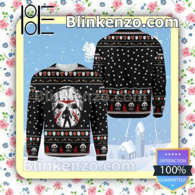 Jason Voorhees Mask Friday The 13th Horror Movie Snowflake Christmas Jumpers