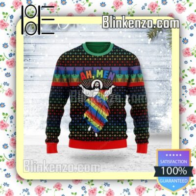 Jesus Ah Men Lgbtq Knitted Christmas Jumper