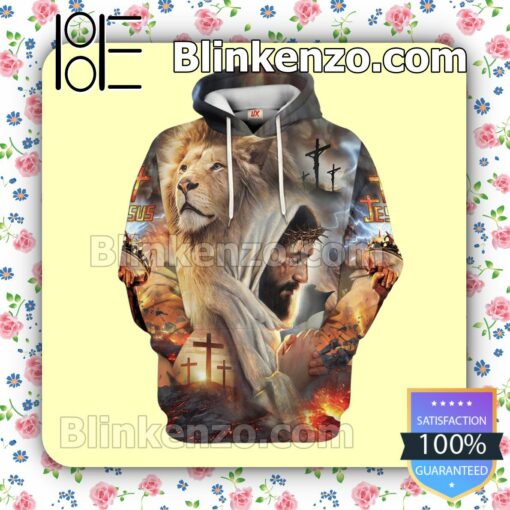Jesus And Lion Pray For The World Winter Hoodie, Pants