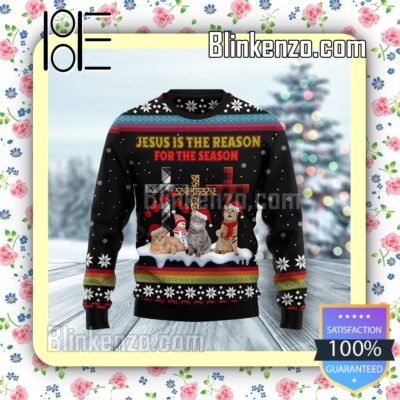 Jesus Is The Reason For The Season Cat Knitted Christmas Jumper