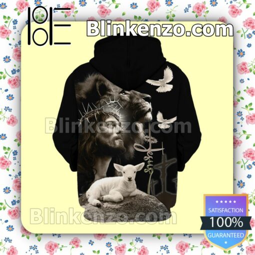 Jesus Lion And Lamb Poster Winter Hoodie, Pants a