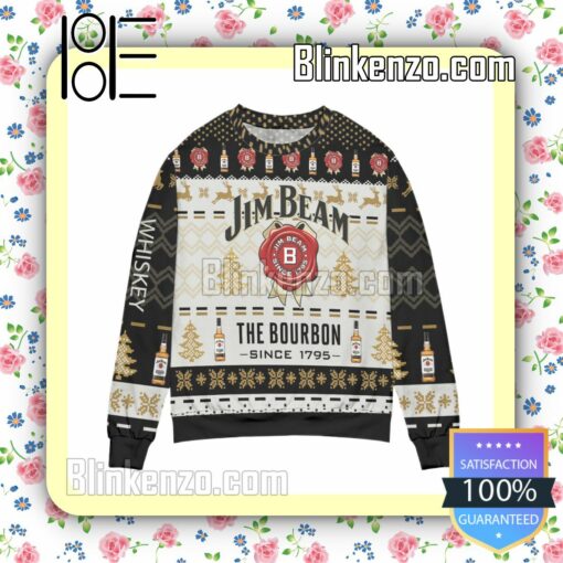 Jim Beam The Bourbon Since 1795 Pine Tree Pattern Christmas Jumper