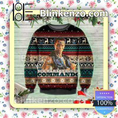 John Matrix Commando Schwarzenegger Holiday Christmas Sweatshirts