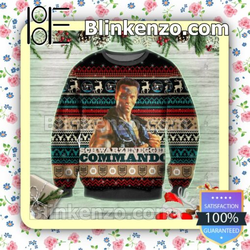 John Matrix Commando Schwarzenegger Holiday Christmas Sweatshirts