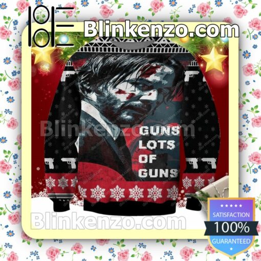 John Wick Guns, Lots Of Guns Holiday Christmas Sweatshirts