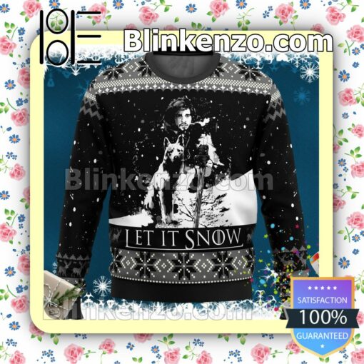 Jon Snow Game Of Thrones Let It Snow Wolf Holiday Christmas Sweatshirts