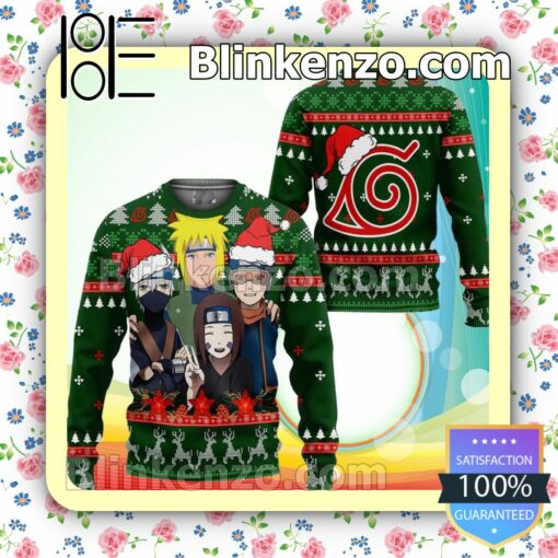 Konoha Team Minato Naruto Manga Anime Holiday Christmas Sweatshirts