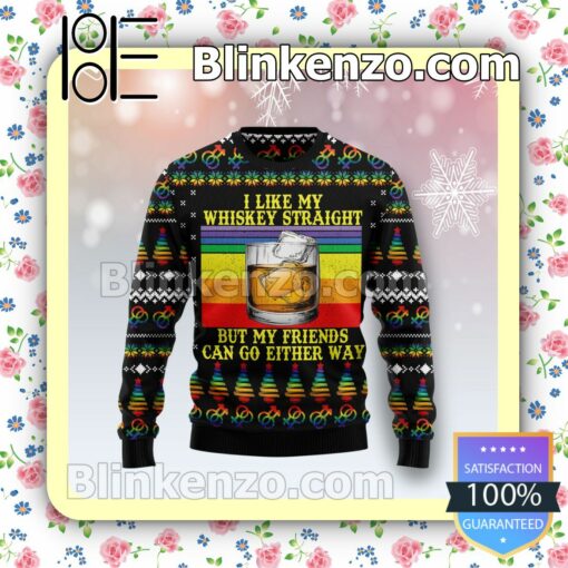 LGBT Whiskey Straight Holiday Christmas Sweatshirts
