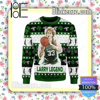 Larry Bird Legend 33 Boston Celtics Basketball Knitted Christmas Jumper