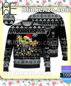 Las Vegas Raiders Yoda The Mandalorian Christmas Lights NFL Sweatshirts