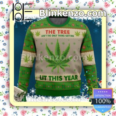 Lit This Year Weed Knitted Christmas Jumper