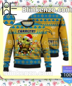 Los Angeles Chargers Yoda The Mandalorian Christmas Lights NFL Sweatshirts