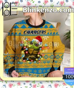 Los Angeles Chargers Yoda The Mandalorian Christmas Lights NFL Sweatshirts b