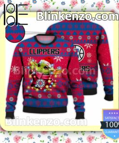Los Angeles Clippers Yoda The Mandalorian Christmas Lights NBA Sweatshirts