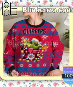 Los Angeles Clippers Yoda The Mandalorian Christmas Lights NBA Sweatshirts b