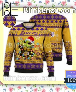 Los Angeles Lakers Yoda The Mandalorian Christmas Lights NBA Sweatshirts