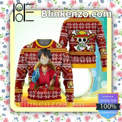 Luffy Wano One Piece Manga Anime Knitted Christmas Jumper