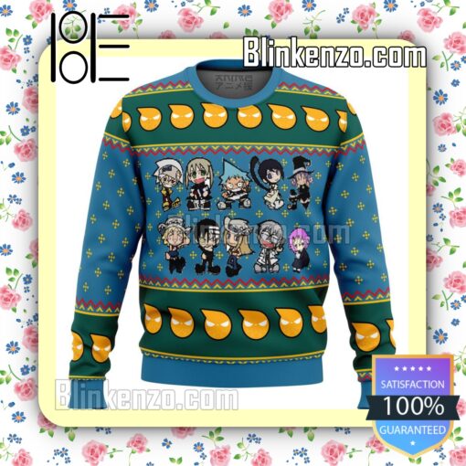 Maka Albarn Black Star Death The Kid Soul Eater Anime Chibi Knitted Christmas Jumper