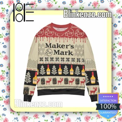 Maker's Mark Bourbon Whisky Pine Tree & Reindeer Christmas Jumpers