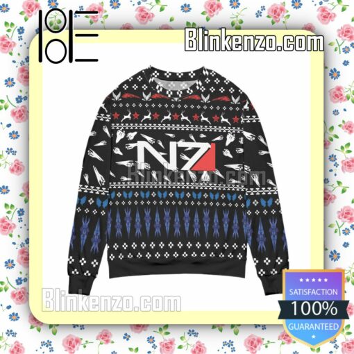 Mass Effect N7 Logo Reindeer Christmas Jumpers