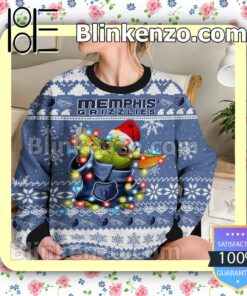 Memphis Grizzlies Yoda The Mandalorian Christmas Lights NBA Sweatshirts b