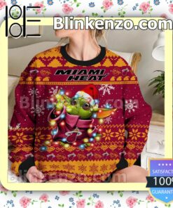 Miami Heat Yoda The Mandalorian Christmas Lights NBA Sweatshirts b