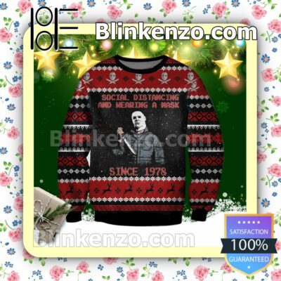 Michael Myers Social Distancing And Wearing A Mask Since 1978 Holiday Christmas Sweatshirts