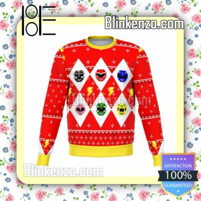 Mighty Morphin Power Rangers Pixel Christmas Jumper