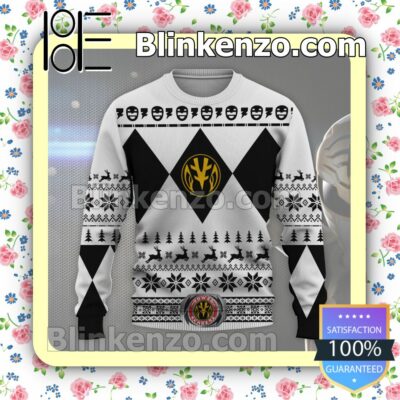 Mighty Morphin Power Rangers White Snow Flake Christmas Jumpers