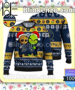 Milwaukee Brewers Baby Groot And Grinch Christmas MLB Sweatshirts