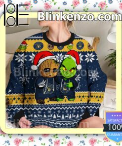 Milwaukee Brewers Baby Groot And Grinch Christmas MLB Sweatshirts b