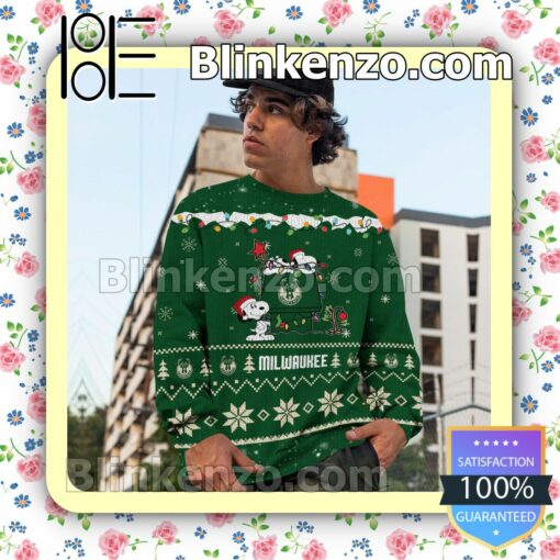 Milwaukee Bucks Snoopy Christmas NBA Sweatshirts c
