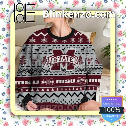 Mississippi State Bulldogs NCAA Ugly Sweater Christmas Funny b