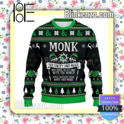 Monk The Swift And Agile DnD Christmas Sweatshirts