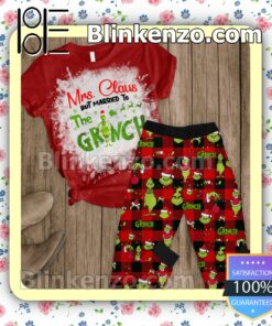 Mrs Claus But Married To The Grinch Pajama Sleep Sets a