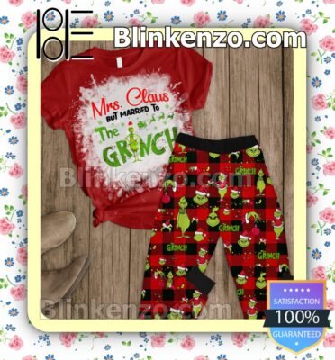Mrs Claus But Married To The Grinch Pajama Sleep Sets a
