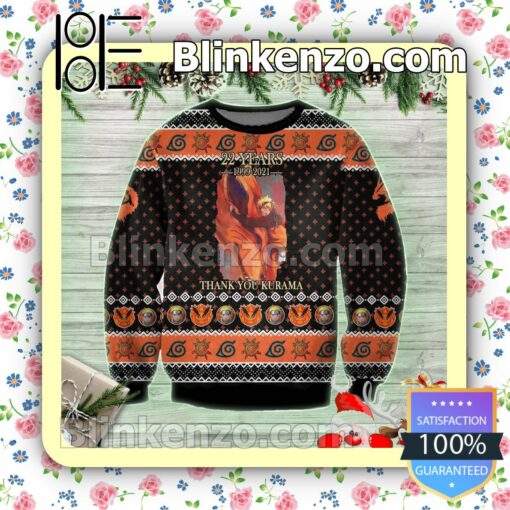 Naruto And Kurama 22 Years Anime Holiday Christmas Sweatshirts