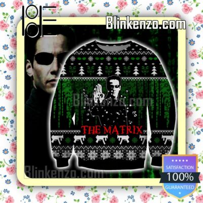 Neo The Matrix Resurrections Black Green Christmas Jumper