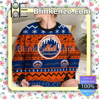 New York Mets MLB Ugly Sweater Christmas Funny b