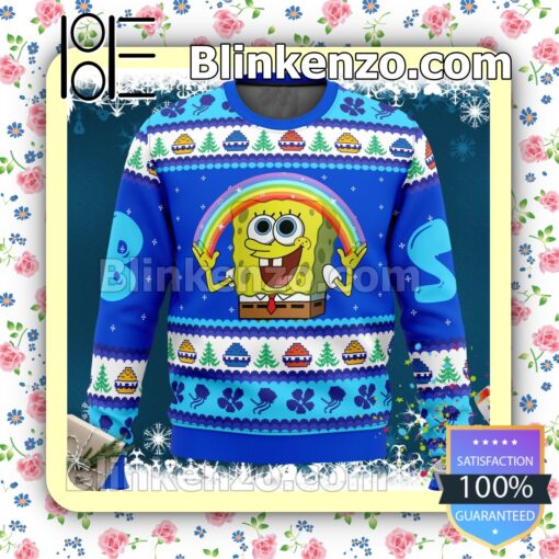 Nickelodeon Cartoons Rainbow Spongebob Holiday Christmas Sweatshirts