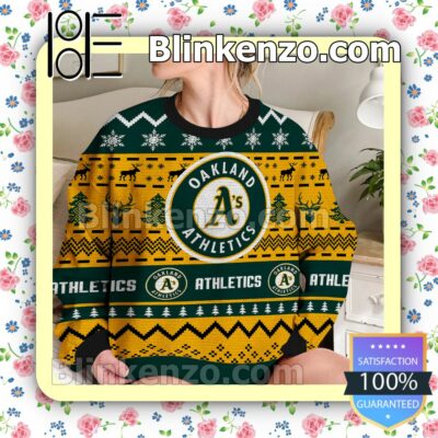 Oakland Athletics MLB Ugly Sweater Christmas Funny b