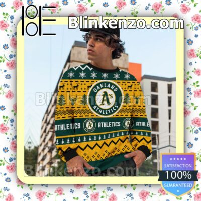 Oakland Athletics MLB Ugly Sweater Christmas Funny c