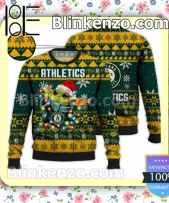 Oakland Athletics Yoda The Mandalorian Christmas Lights MLB Sweatshirts