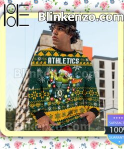 Oakland Athletics Yoda The Mandalorian Christmas Lights MLB Sweatshirts c