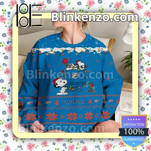 Oklahoma City Thunder Snoopy Christmas NBA Sweatshirts b
