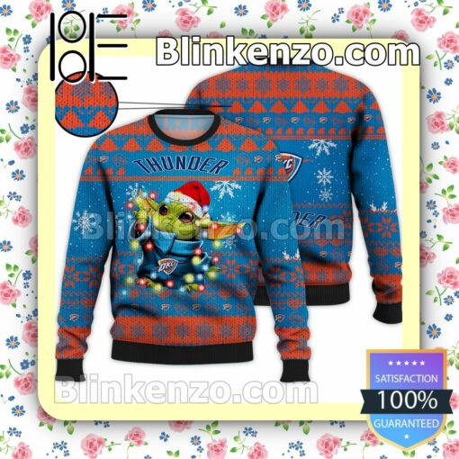 Oklahoma City Thunder Yoda The Mandalorian Christmas Lights NBA Sweatshirts