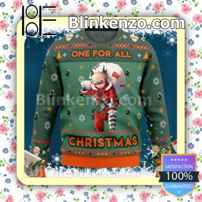 One For All Christmas Bakugo My Hero Academia Manga Anime Knitted Christmas Jumper