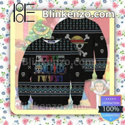 One Piece Straw Hat Crew Silhouette Christmas Jumpers