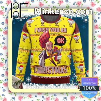 One Punch Saitama Ok Manga Anime Knitted Christmas Jumper